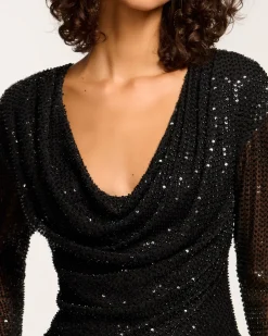 Ramy Brook Leon Beaded Cowl Neck Top Fashion