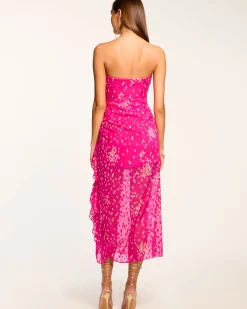 Ramy Brook Leonard Strapless Midi Dress Magentadot Clearance