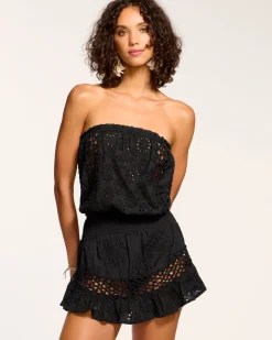 Ramy Brook Lester Strapless Coverup Mini Dress Blackfloral Best