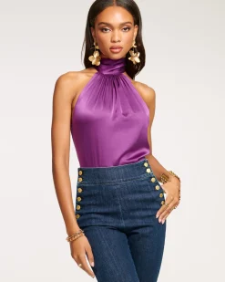 Ramy Brook Lori Silk High Neck Tank Top Online