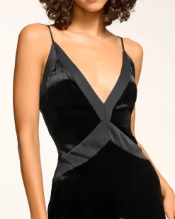 Ramy Brook Louisa Velvet Midi Slip Dress Black Online