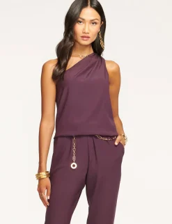 Ramy Brook Lulu One Shoulder Jumpsuit Navy Best