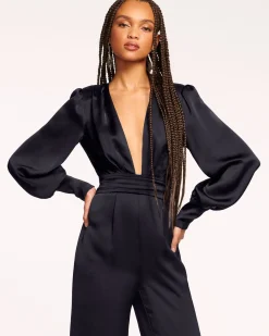 Ramy Brook Madelane Plunging Long Sleeve Jumpsuit Clearance