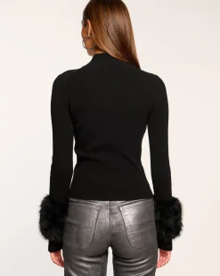 Ramy Brook Magnus Turtleneck Faux Fur Sweater Outlet