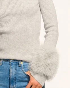 Ramy Brook Magnus Turtleneck Faux Fur Sweater Outlet