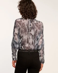Ramy Brook Margot V-Neck Bodysuit Greyfloral Discount