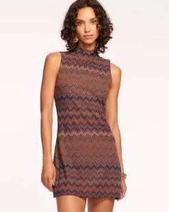 Ramy Brook Marietta Mock Neck Mini Dress Saddlechevron Fashion