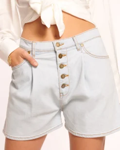 Ramy Brook Matie Relaxed Denim Mini Short Bleachedwash Fashion