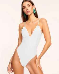 Ramy Brook Mikayla Scalloped One Piece Swimsuit White Sale