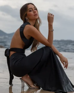 Ramy Brook Milan Open Back Gown Black Hot