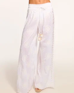 Ramy Brook Milan Wide Leg Coverup Pant Whitefloral Sale