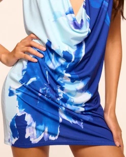 Ramy Brook Mina Halter Jersey Mini Dress Bluefloral Best