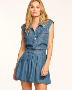 Ramy Brook Paxton Mini Dress Chambray New