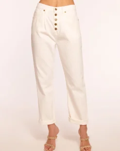 Ramy Brook Pearle Cropped Straight Leg Jean White Discount