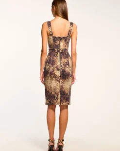 Ramy Brook Printed Tamera Denim Midi Dress Leoparddenim Fashion