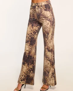 Ramy Brook Printed Tyra High Waisted Flare Jean Leoparddenim Fashion