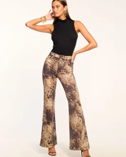 Ramy Brook Printed Tyra High Waisted Flare Jean Leoparddenim Fashion