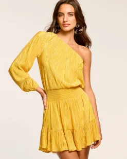 Ramy Brook Raashi One-Shoulder Smocked Mini Dress Daisypleats New