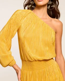 Ramy Brook Raashi One-Shoulder Smocked Mini Dress Daisypleats New