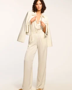 Ramy Brook Rabiya Button Down Jumpsuit Cream New