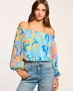 Ramy Brook Rico Off-The-Shoulder Top Watercolorfloral Sale