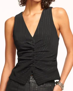 Ramy Brook Rudy V-Neck Vest Blackstripe Discount