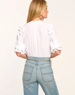 Ramy Brook Samira Ruffle Blouse Ivory Discount