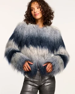 Ramy Brook Samuel Faux Fur Coat Navyombre Online