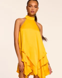 Ramy Brook Shaina Tiered Mini Dress Daisyyellow New