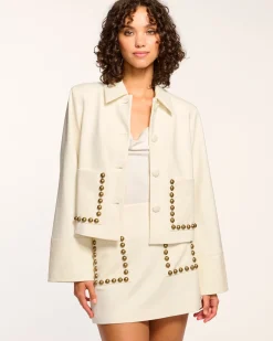 Ramy Brook Shoshana Studded Ponte Jacket Whiteponte New