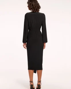 Ramy Brook Sutton Jersey V-Neck Midi Dress Black Sale