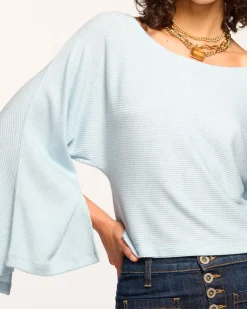 Ramy Brook Suzy Boatneck Rib Knit Top Dreamblue Sale