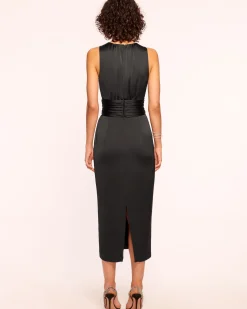 Ramy Brook Talon Plunging Midi Dress Black Discount