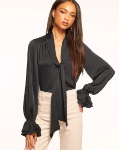 Ramy Brook Tammy Tie-Front V-Neck Blouse Outlet