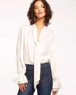 Ramy Brook Tammy Tie-Front V-Neck Blouse Outlet