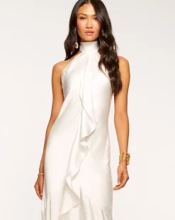 Ramy Brook Tera Ruffled Halter Gown New