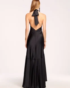 Ramy Brook Tera Ruffled Halter Gown New