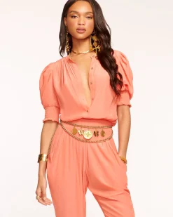 Ramy Brook Tracey Puff Sleeve Jumpsuit Clearance
