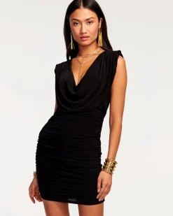 Ramy Brook Venus Jersey Ruched Mini Dress Black Fashion