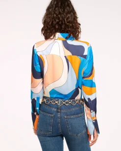 Ramy Brook Victoria Silk Button Down Blouse Sandstone Fashion