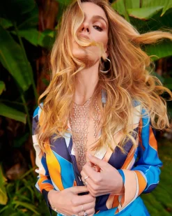 Ramy Brook Victoria Silk Button Down Blouse Sandstone Fashion