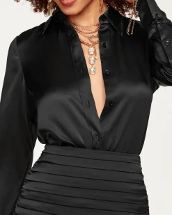 Ramy Brook Victoria Silk Button Down Blouse Sandstone Fashion