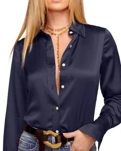 Ramy Brook Victoria Silk Button Down Blouse Sandstone Fashion