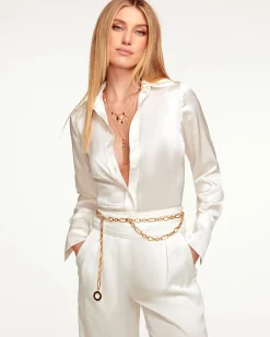Ramy Brook Victoria Silk Button Down Blouse Discount