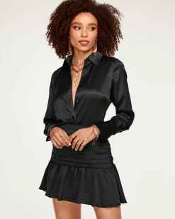 Ramy Brook Victoria Silk Button Down Blouse Discount