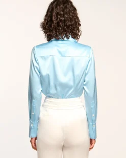 Ramy Brook Victoria Silk Button Down Blouse Discount
