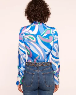 Ramy Brook Victoria Silk Button Down Blouse Discount