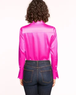 Ramy Brook Victoria Silk Button Down Blouse Discount