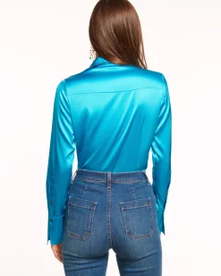 Ramy Brook Victoria Silk Button Down Blouse Discount