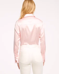 Ramy Brook Victoria Silk Button Down Blouse Discount